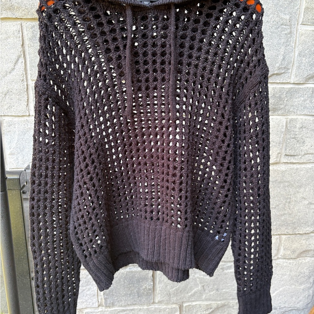 James Perse Black Open-Knit Women's Sweater